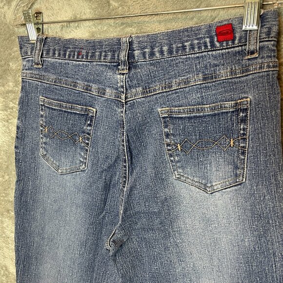 Vtg Let Me B Y2K Women Hip Hop Mid Rise Stretch Flared Blue Denim Jean 16P - Picture 5 of 12